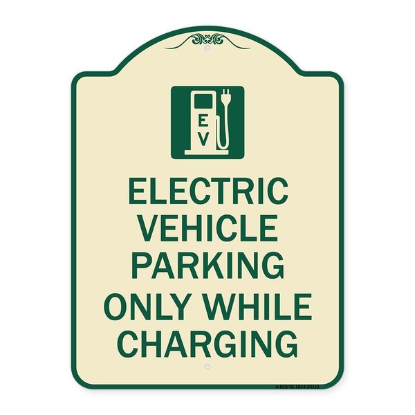 Signmission Electric Vehicle Parking While Charging W/ Graphic Heavy-Gauge Alum Sign, 24" x 18", TG-1824-24113 A-DES-TG-1824-24113